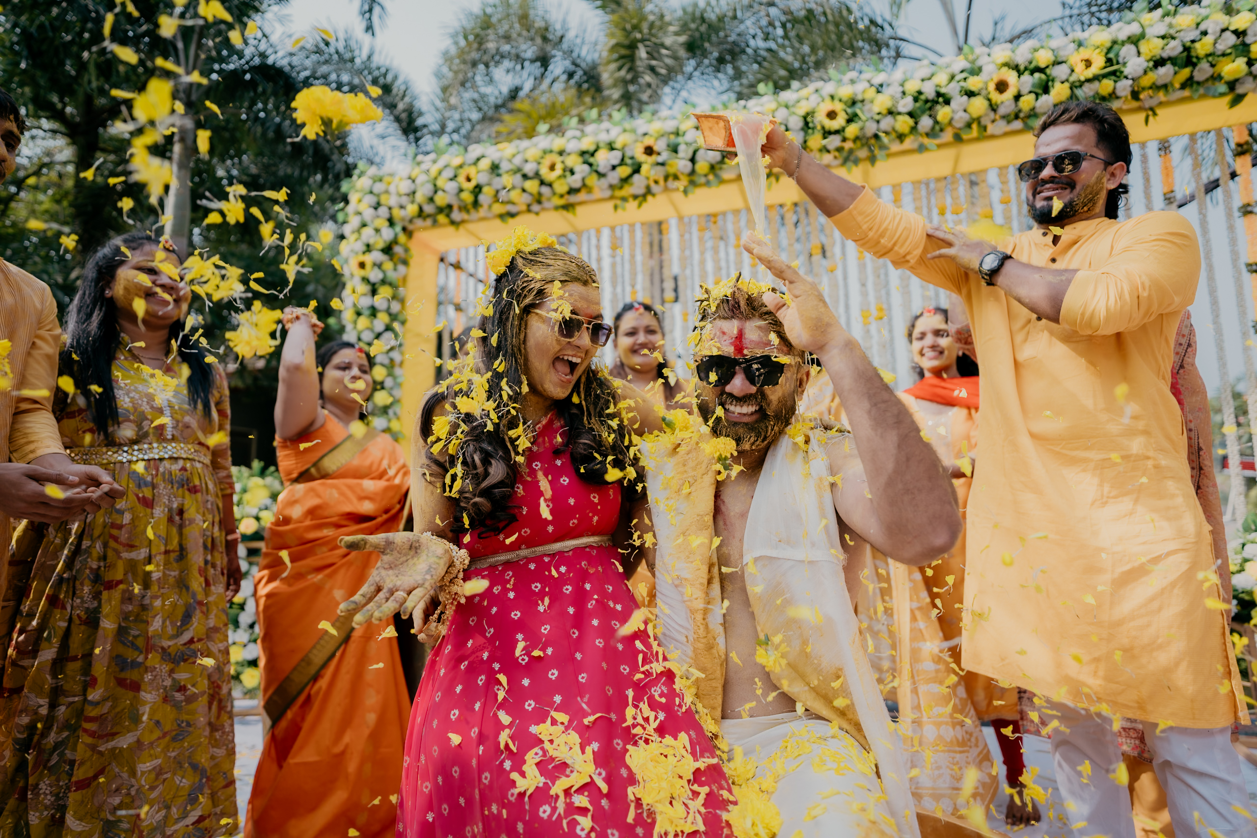 Intimate wedding ceremony in a natural setting